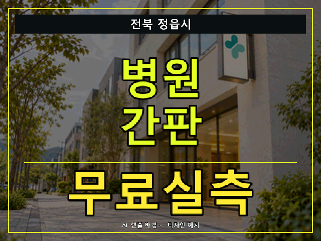 전북 정읍시 병원 간판 무료실측 안내 썸네일 · AI 연출 배경