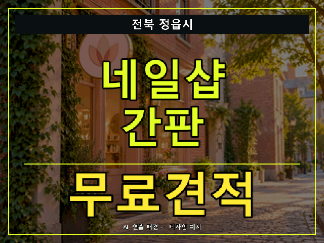 전북 정읍시 네일샵 간판 무료견적 안내 썸네일 · AI 연출 배경