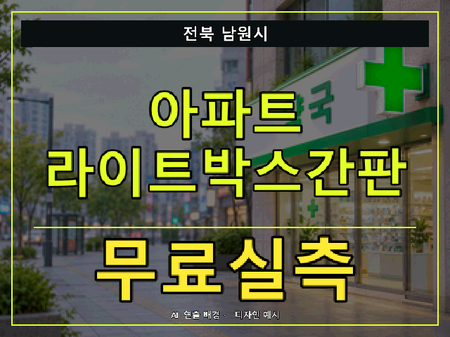 전북 남원시 아파트 라이트박스간판 무료실측 안내 썸네일 · AI 연출 배경