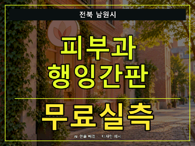 전북 남원시 피부과 행잉간판 무료실측 안내 썸네일 · AI 연출 배경