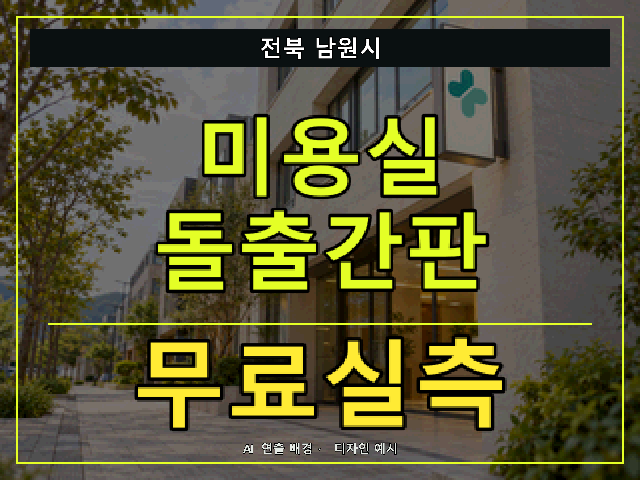 전북 남원시 미용실 돌출간판 무료실측 안내 썸네일 · AI 연출 배경