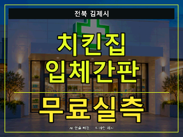 전북 김제시 치킨집 입체간판 무료실측 안내 썸네일 · AI 연출 배경