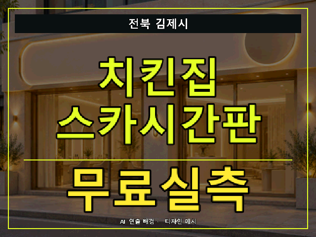 전북 김제시 치킨집 스카시간판 무료실측 안내 썸네일 · AI 연출 배경