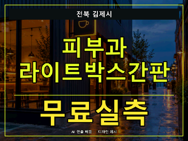 전북 김제시 피부과 라이트박스간판 무료실측 안내 썸네일 · AI 연출 배경