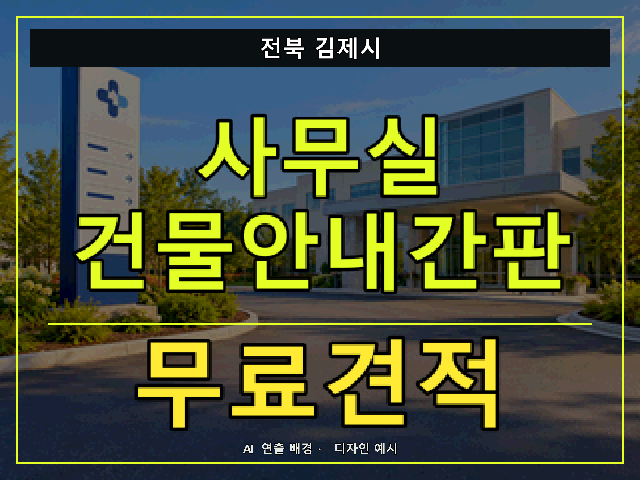 전북 김제시 사무실 건물안내간판 무료견적 안내 썸네일 · AI 연출 배경