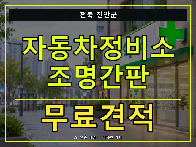 전북 진안군 자동차정비소 조명간판 무료견적 안내 썸네일 · AI 연출 배경