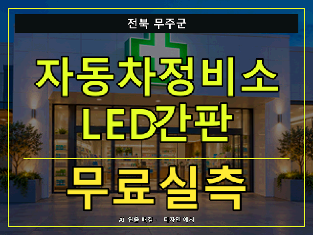 전북 무주군 자동차정비소 LED간판 무료실측 안내 썸네일 · AI 연출 배경