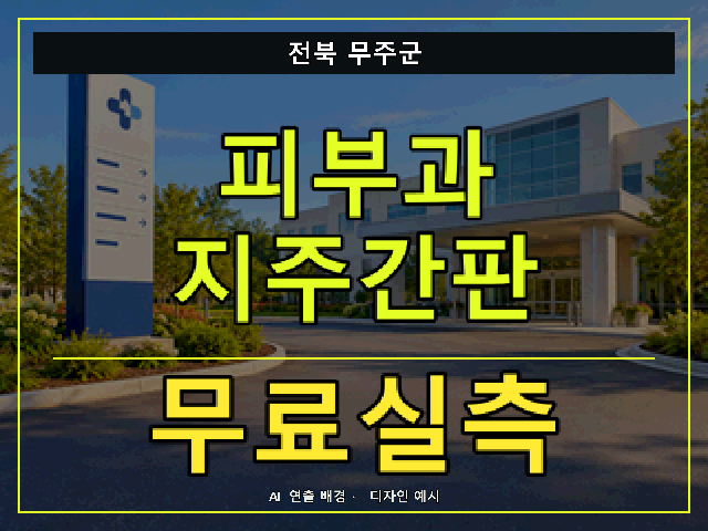 전북 무주군 피부과 지주간판 무료실측 안내 썸네일 · AI 연출 배경