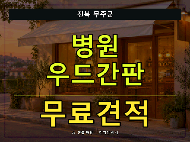 전북 무주군 병원 우드간판 무료견적 안내 썸네일 · AI 연출 배경