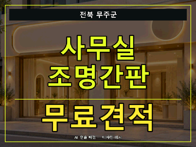 전북 무주군 사무실 조명간판 무료견적 안내 썸네일 · AI 연출 배경