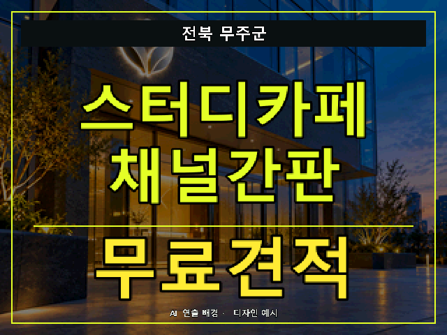 전북 무주군 스터디카페 채널간판 무료견적 안내 썸네일 · AI 연출 배경