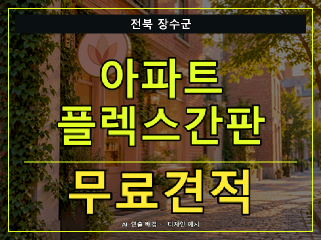 전북 장수군 아파트 플렉스간판 무료견적 안내 썸네일 · AI 연출 배경
