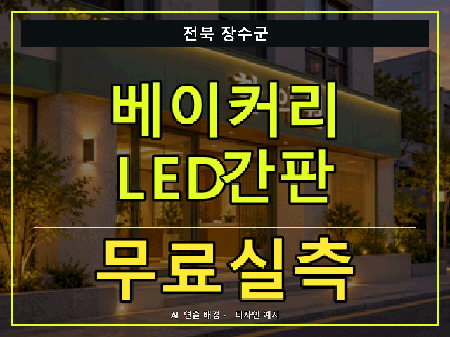 전북 장수군 베이커리 LED간판 무료실측 안내 썸네일 · AI 연출 배경