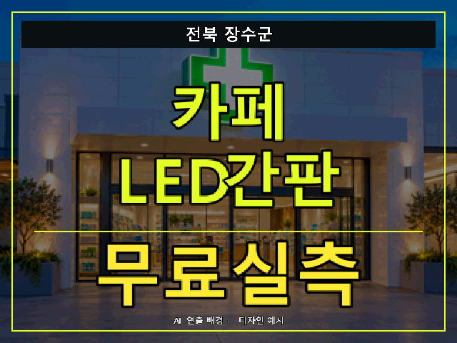 전북 장수군 카페 LED간판 무료실측 안내 썸네일 · AI 연출 배경