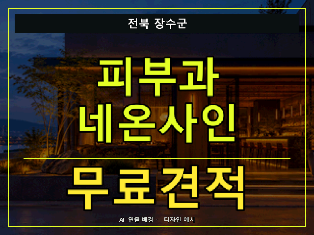 전북 장수군 피부과 네온사인 무료견적 안내 썸네일 · AI 연출 배경