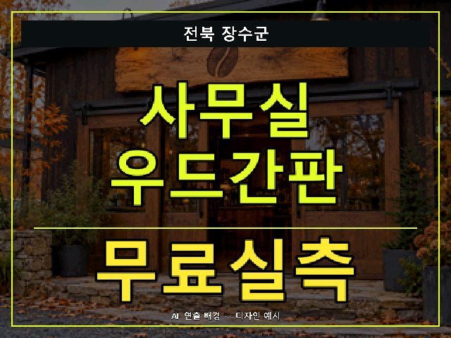 전북 장수군 사무실 우드간판 무료실측 안내 썸네일 · AI 연출 배경