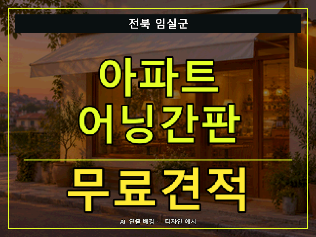 전북 임실군 아파트 어닝간판 무료견적 안내 썸네일 · AI 연출 배경