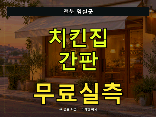 전북 임실군 치킨집 간판 무료실측 안내 썸네일 · AI 연출 배경