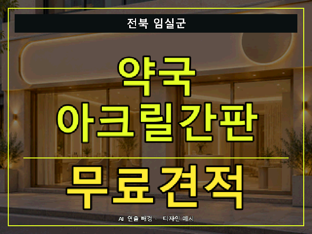 전북 임실군 약국 아크릴간판 무료견적 안내 썸네일 · AI 연출 배경