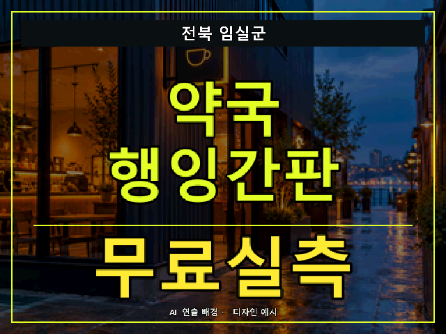 전북 임실군 약국 행잉간판 무료실측 안내 썸네일 · AI 연출 배경