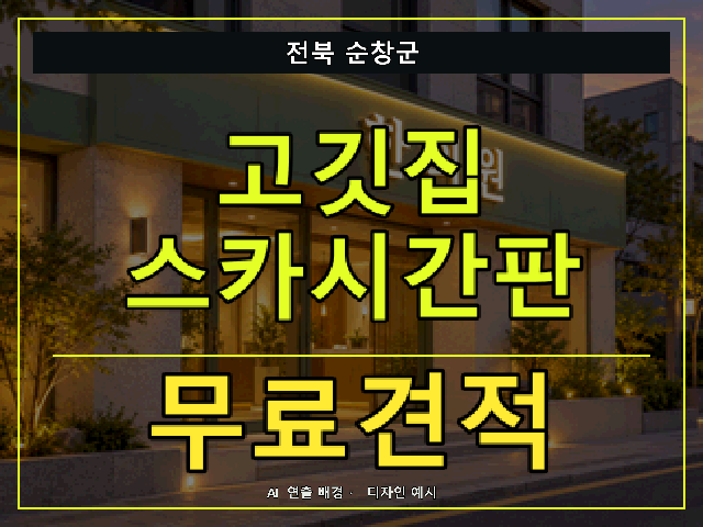 전북 순창군 고깃집 스카시간판 무료견적 안내 썸네일 · AI 연출 배경