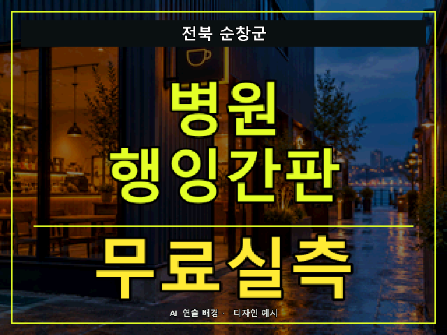 전북 순창군 병원 행잉간판 무료실측 안내 썸네일 · AI 연출 배경