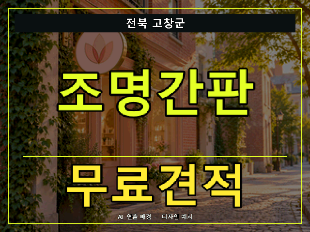 전북 고창군 조명간판 무료견적 안내 썸네일 · AI 연출 배경