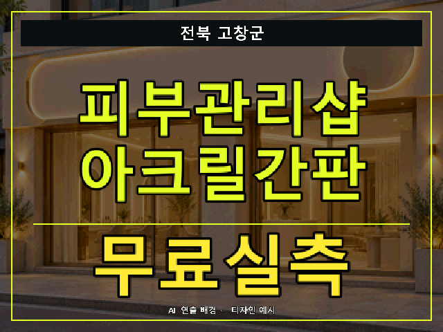 전북 고창군 피부관리샵 아크릴간판 무료실측 안내 썸네일 · AI 연출 배경