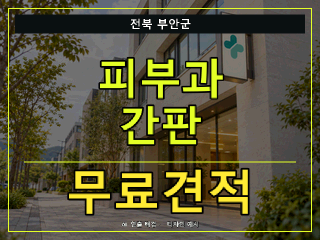 전북 부안군 피부과 간판 무료견적 안내 썸네일 · AI 연출 배경