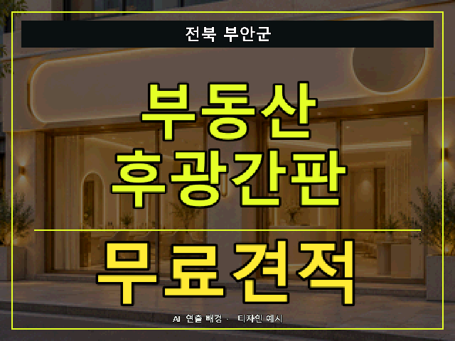 전북 부안군 부동산 후광간판 무료견적 안내 썸네일 · AI 연출 배경