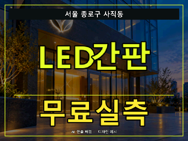 서울 종로구 사직동 LED간판 무료실측 안내 썸네일 · AI 연출 배경