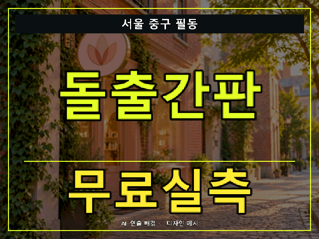 서울 중구 필동 돌출간판 무료실측 안내 썸네일 · AI 연출 배경