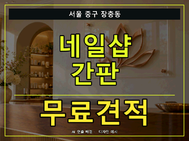 서울 중구 장충동 네일샵 간판 무료견적 안내 썸네일 · AI 연출 배경