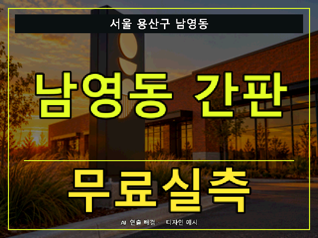 서울 용산구 남영동 간판 제작 무료실측 안내 썸네일 · AI 연출 배경