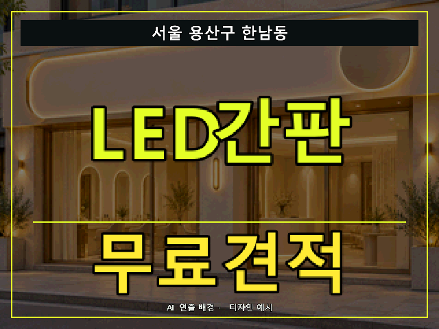 서울 용산구 한남동 LED간판 무료견적 안내 썸네일 · AI 연출 배경