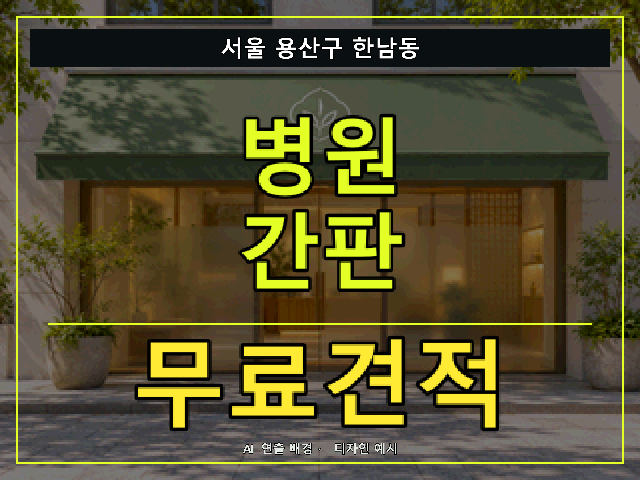 서울 용산구 한남동 병원 간판 무료견적 안내 썸네일 · AI 연출 배경