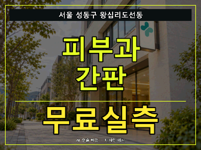 서울 성동구 왕십리도선동 피부과 간판 무료실측 안내 썸네일 · AI 연출 배경