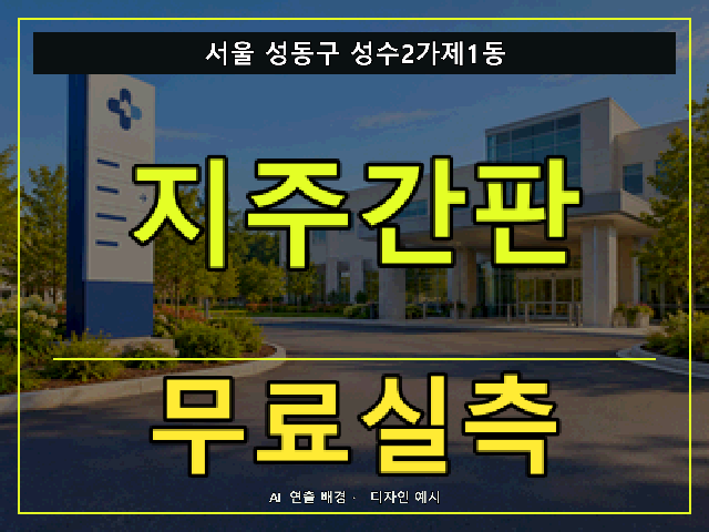 서울 성동구 성수2가제1동 지주간판 무료실측 안내 썸네일 · AI 연출 배경