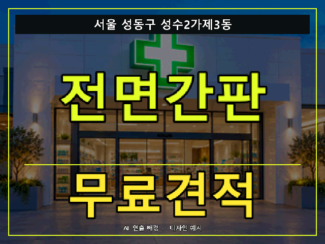 서울 성동구 성수2가제3동 전면간판 무료견적 안내 썸네일 · AI 연출 배경