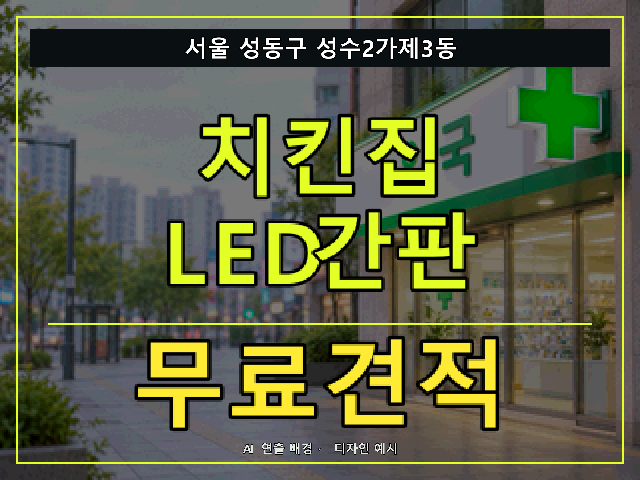 서울 성동구 성수2가제3동 치킨집 LED간판 무료견적 안내 썸네일 · AI 연출 배경