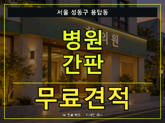 서울 성동구 용답동 병원 간판 무료견적 안내 썸네일 · AI 연출 배경