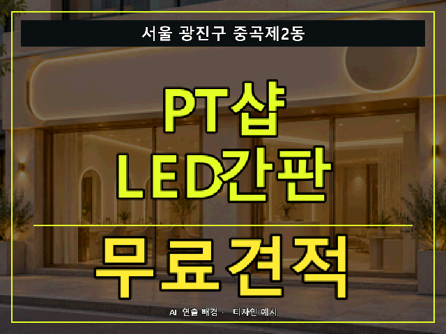 서울 광진구 중곡제2동 PT샵 LED간판 무료견적 안내 썸네일 · AI 연출 배경