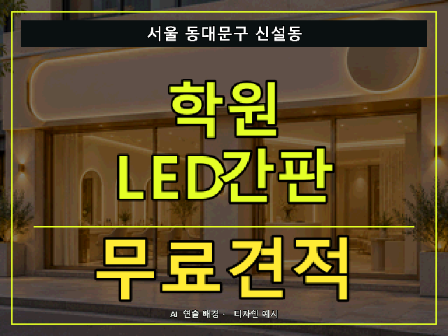 서울 동대문구 신설동 학원 LED간판 무료견적 안내 썸네일 · AI 연출 배경