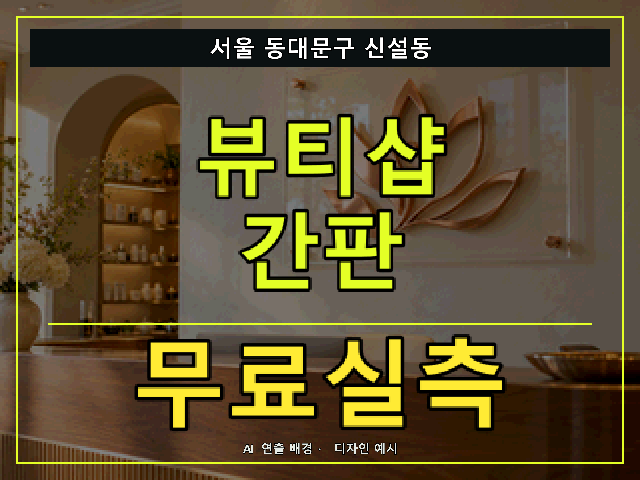 서울 동대문구 신설동 뷰티샵 간판 무료실측 안내 썸네일 · AI 연출 배경