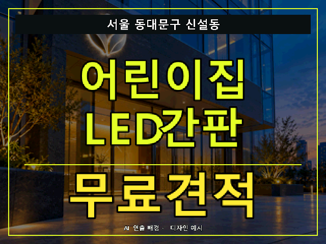 서울 동대문구 신설동 어린이집 LED간판 무료견적 안내 썸네일 · AI 연출 배경