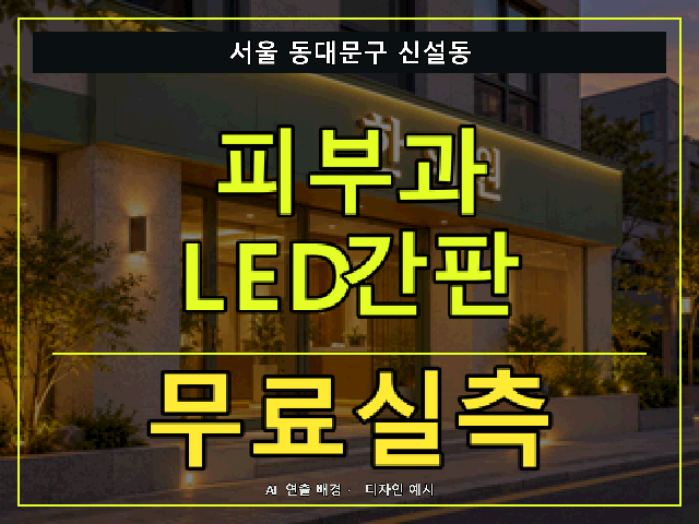 서울 동대문구 신설동 피부과 LED간판 무료실측 안내 썸네일 · AI 연출 배경
