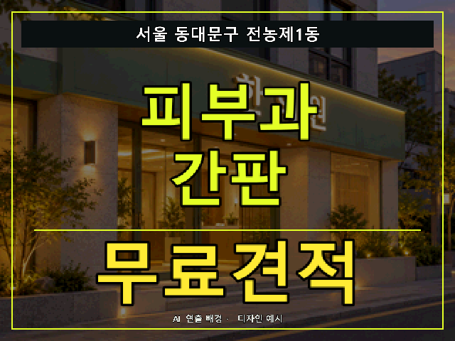 서울 동대문구 전농제1동 피부과 간판 무료견적 안내 썸네일 · AI 연출 배경