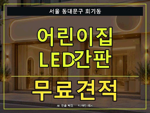 서울 동대문구 회기동 어린이집 LED간판 무료견적 안내 썸네일 · AI 연출 배경
