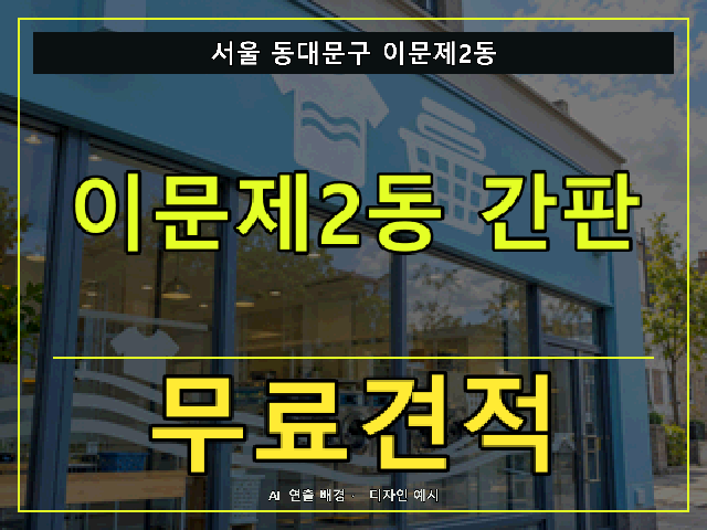 서울 동대문구 이문제2동 간판 제작 무료견적 안내 썸네일 · AI 연출 배경