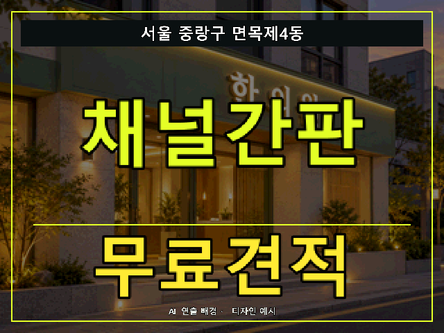 서울 중랑구 면목제4동 채널간판 무료견적 안내 썸네일 · AI 연출 배경